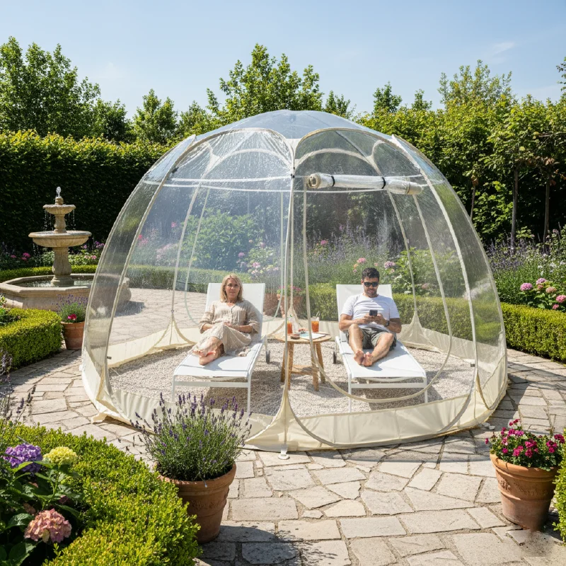 2-4 Person Compact Foldable Bubble Tent, Clear 360° View Dome Shelter, Lightweight Portable Gazebo for Travel