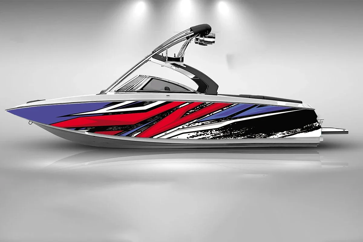 geometric stripe honeycomb Boat Sticker, PVC Waterproof Durable Vinyl Wrap Decals for Fishing Boats, Durable and Stylish Design