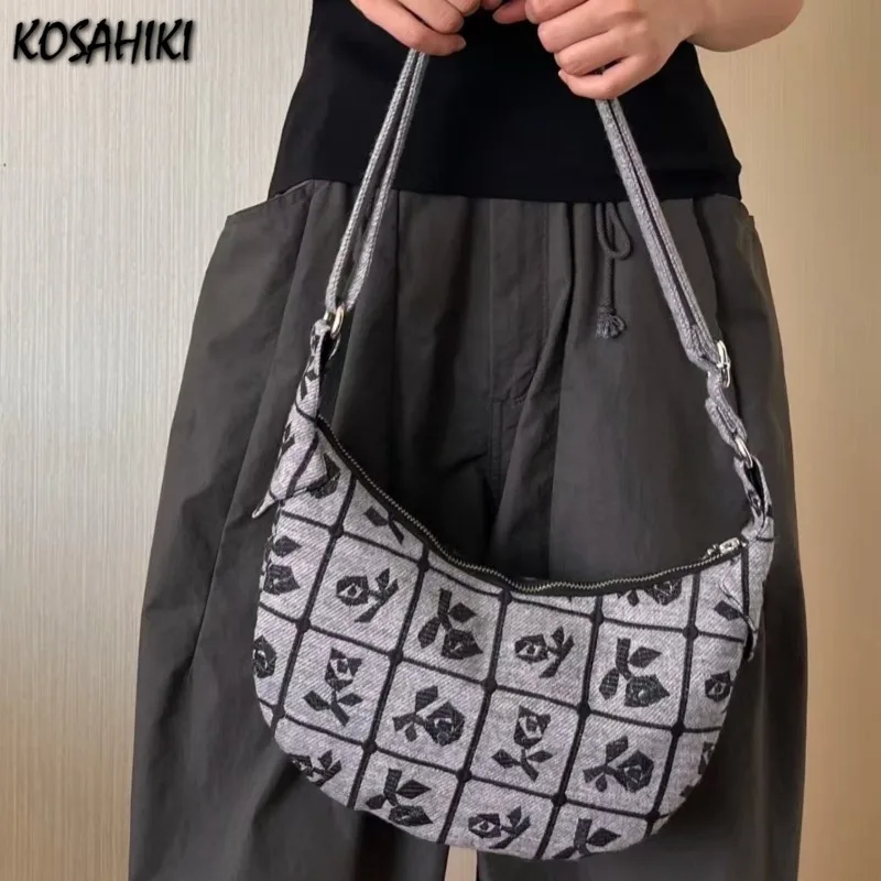 

Luxury Vintage Floral Elegant Design Bags for Women Y2k Fashion Office Lady Shoulder Bag All Match Ins Casual Handbags Crossbody
