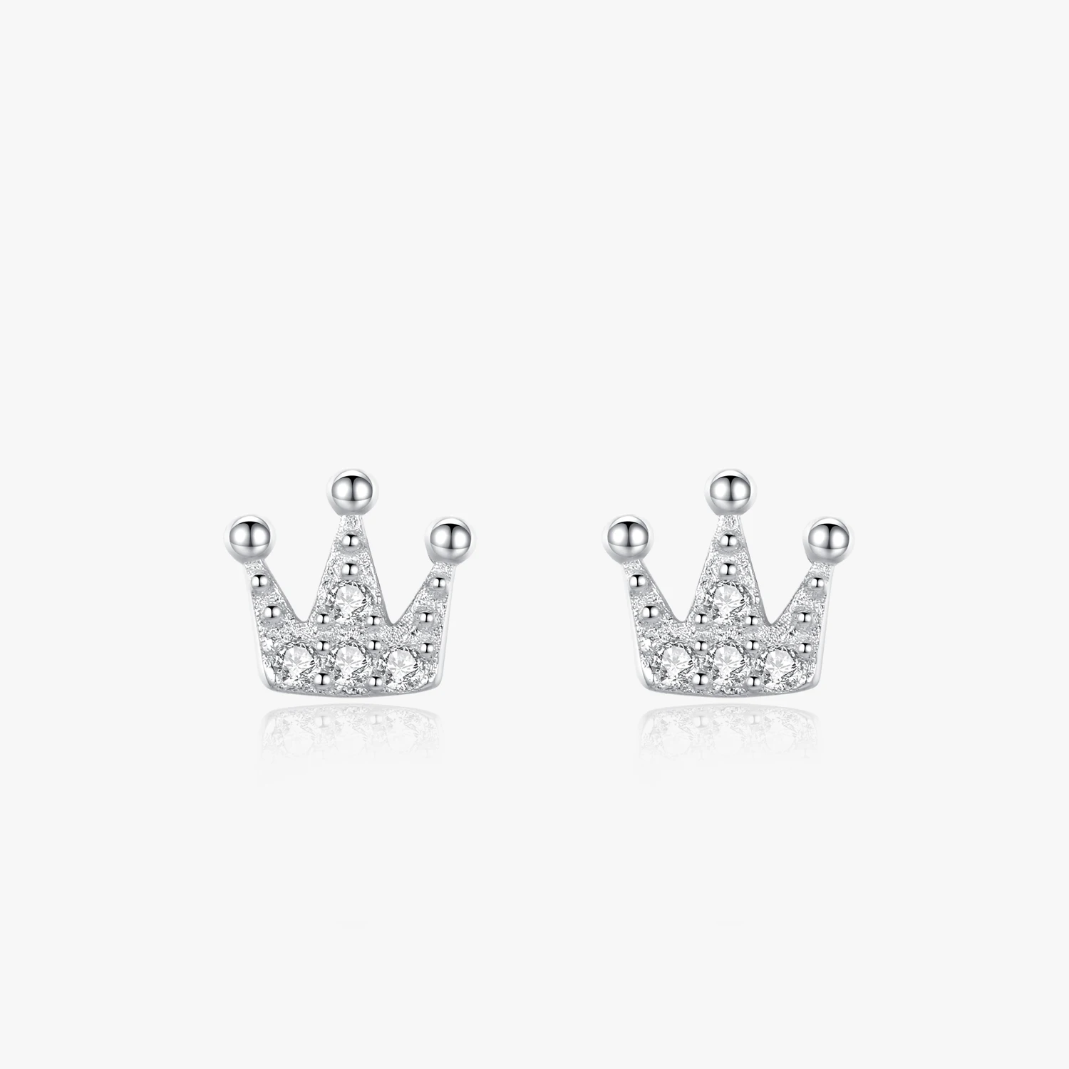 

100% 925 Sterling Silver Simple Crown Earrings for Women Fashion Sterling Silver Tiny Ear Pin Korea Style Fine Jewelry