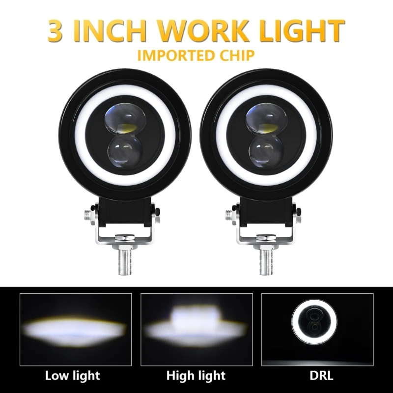 60W 6000K 9-30V Motorcycle Working Lights 9-36V Car Headlights Strong Driving Light Fog Lamp LED Universal AOS