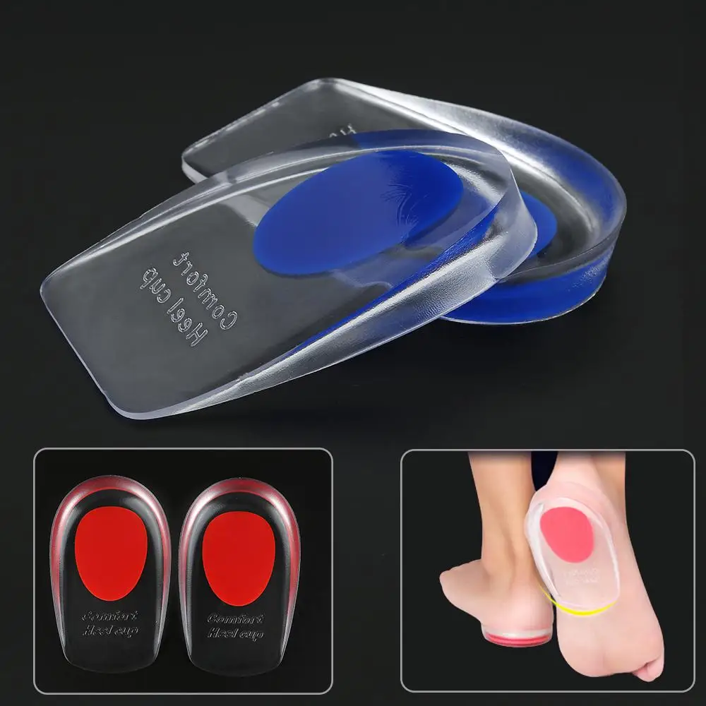 Soft Silicone Gel Insoles for heel spurs pain Foot cushion Foot Massager Care Half Heel Insole Pad Height Increase