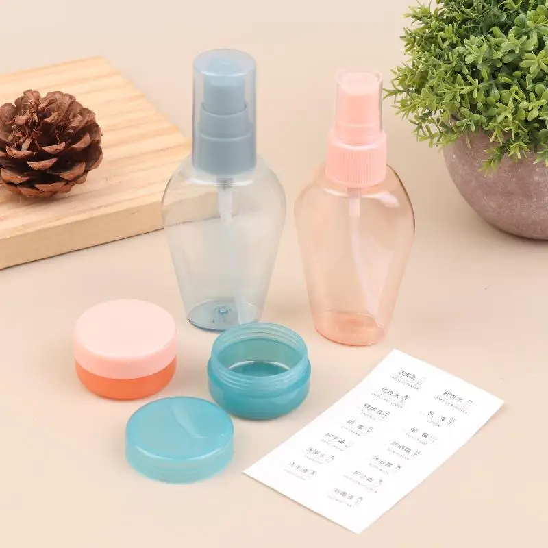 Contenitori cosmetici trasparenti per dimensioni di volo per lozione, shampoo, bottiglie da viaggio da 10 pezzi, kit da toilette, set portatile a prova di perdite
