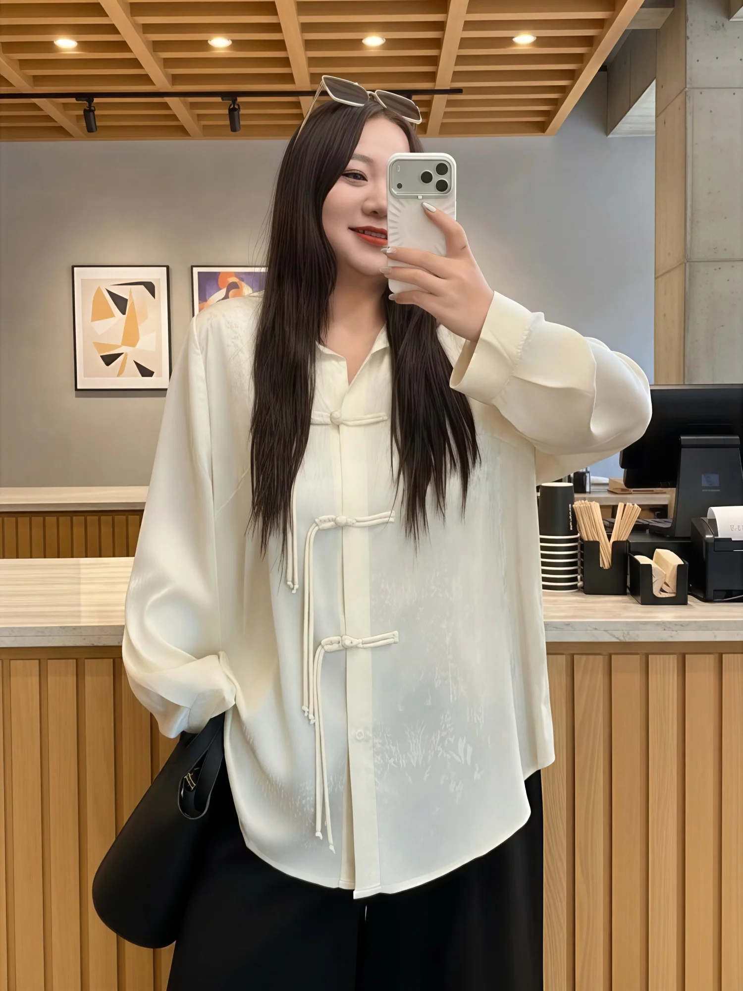

plus Size Women's Long Sleeve Button up Shirt Thick Sister Old Money Style New Chinese High Fashion Slimming Spring New Arrival