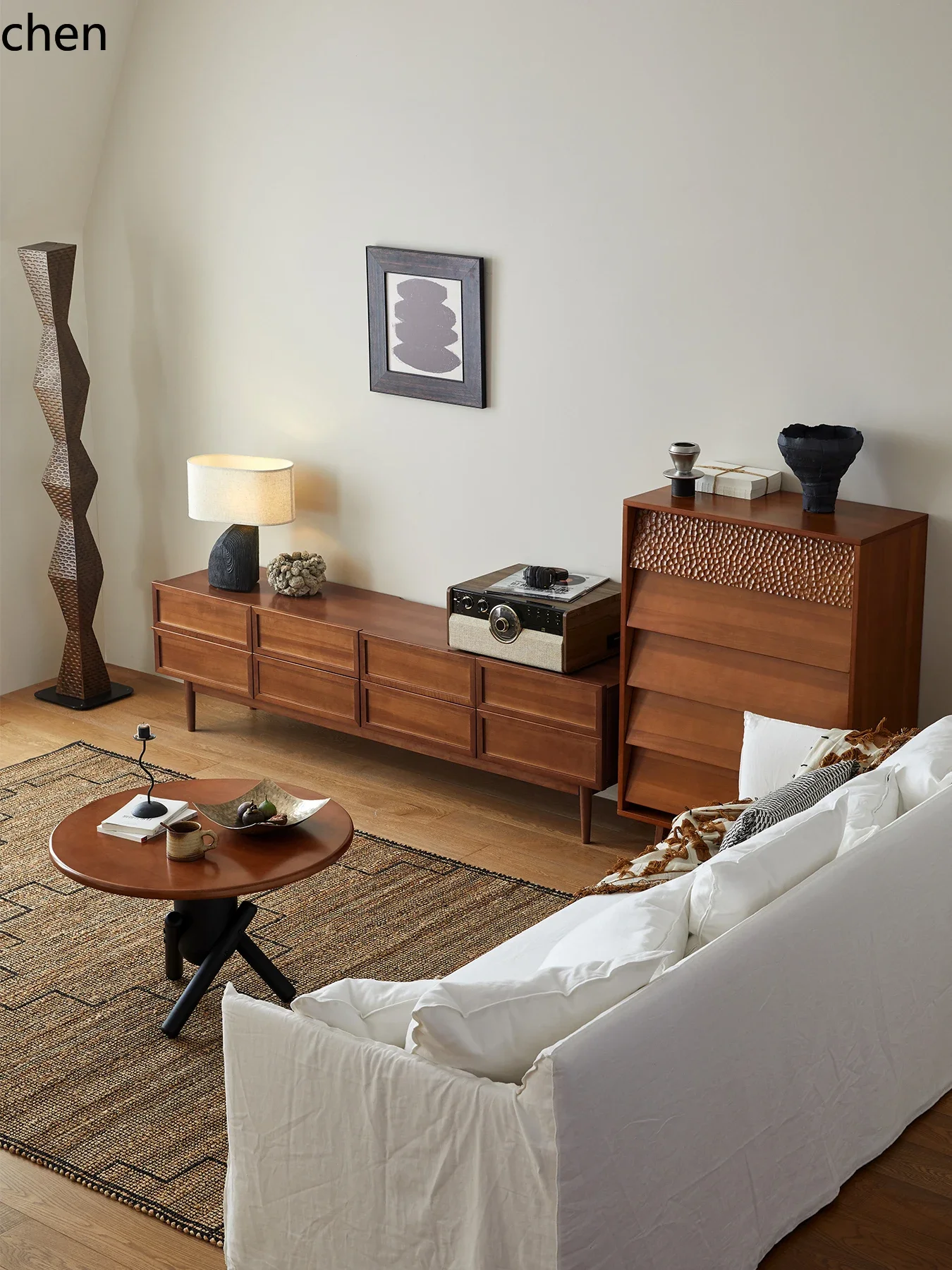 

solid wood coffee table living room home office log sofa