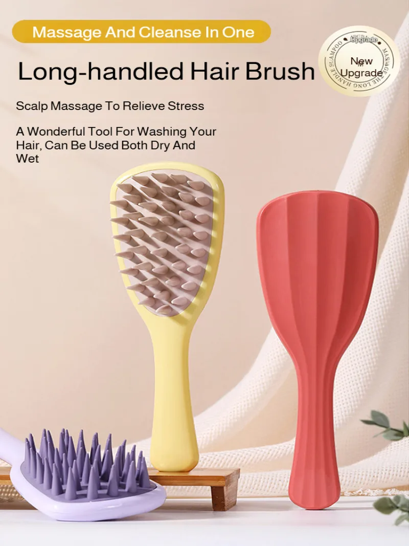 

Scalp cleaning massage comb long handle silicone shampoo brush easy to relieve itching special comb comb massage brush