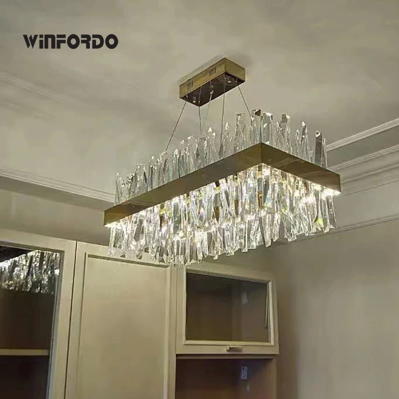 winfordo lustre de cristal led regulavel retangular cromo dourado decoracao moderna wf k22 2024 aco inoxidavel 01