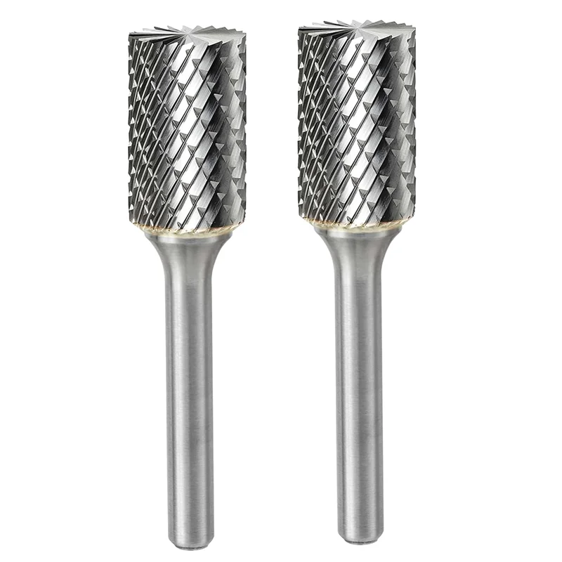 

ABVA-Rotary Tools Attachment Kit 2Pcs 1/4" Shank Head Carbide Burr Set 1/4 Carbide Burr Dia 1/2" End-Cut Cylinder Die Grinder Bi