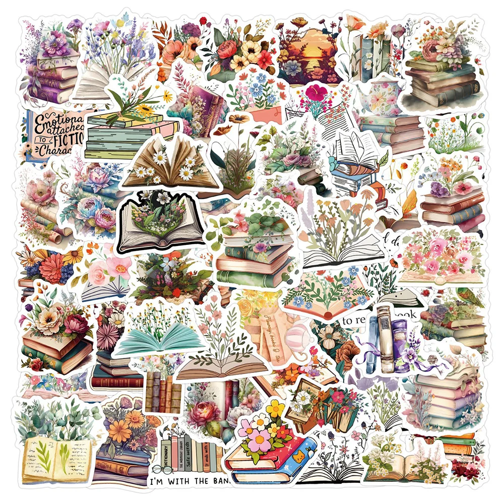 10/30/60PCS INS Style Flowers Book Vsco Cartoon Stickers Aesthetic Decals for Kid Decoration Laptop Fridge Notebook Cute Sticker