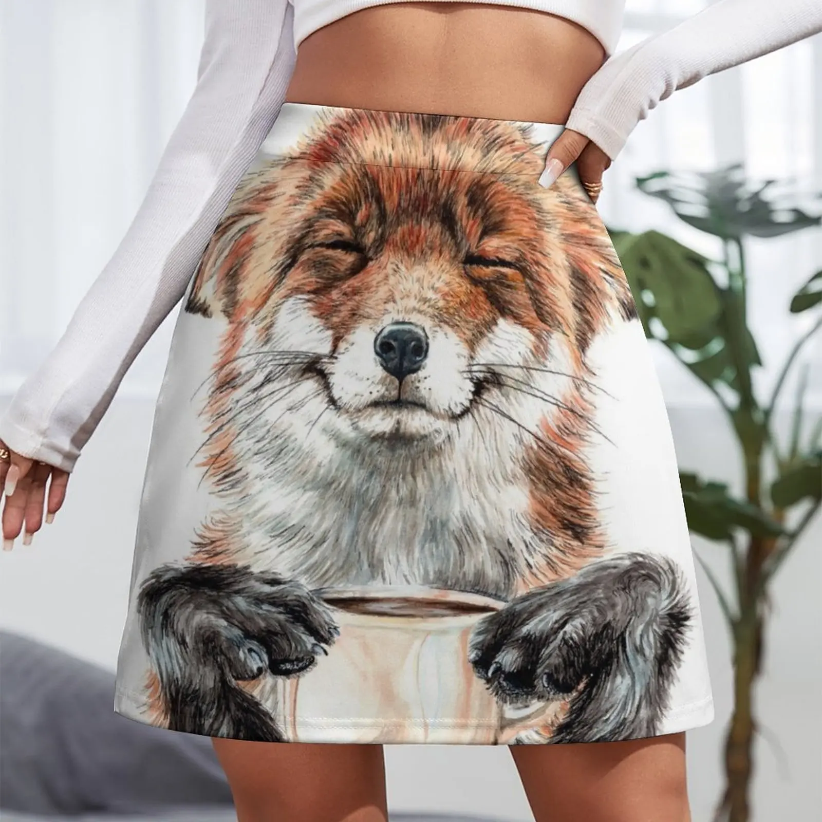 Morning Fox - cute coffee animal Mini Skirt mini skirts festival outfit women kpop