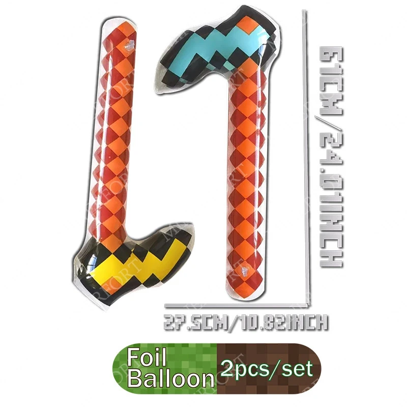 Pixel-Stil Edelstein-Goldschwert Geburtstagsparty-Dekoration Aluminiumfolienballon Kreatives Heimspiel-Requisit Festliche Feiertagsartikel