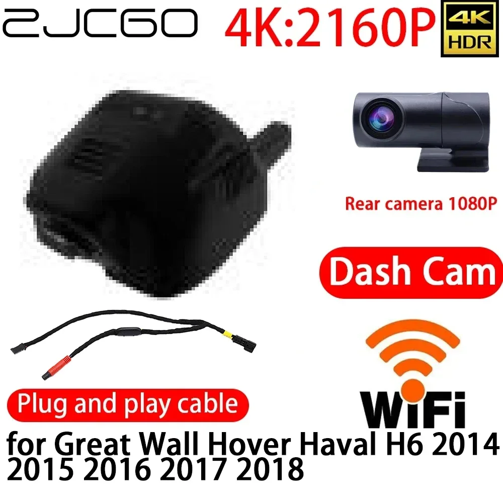 

ZJCGO 4K DVR Dash Cam Wifi Front Rear Camera 24h Monitor For Great Wall Hover Haval H6 2014 2015 2016 2017 2018