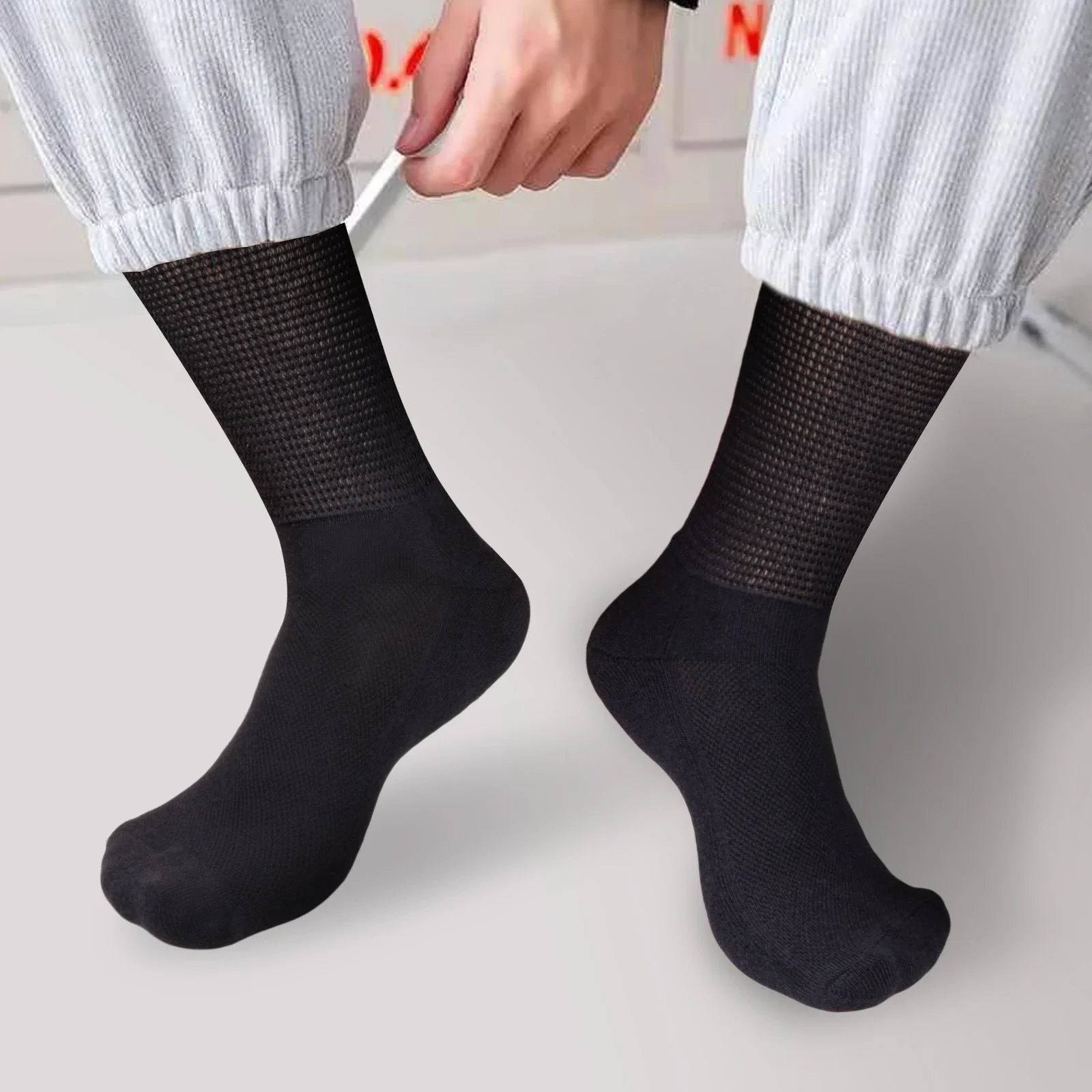 YUEDGE Diabetic Socks Breathable Bamboo Comfort Cushioned Sole Elastic Free Non-Binding Loose Socks for Diabetes, 5 Pairs