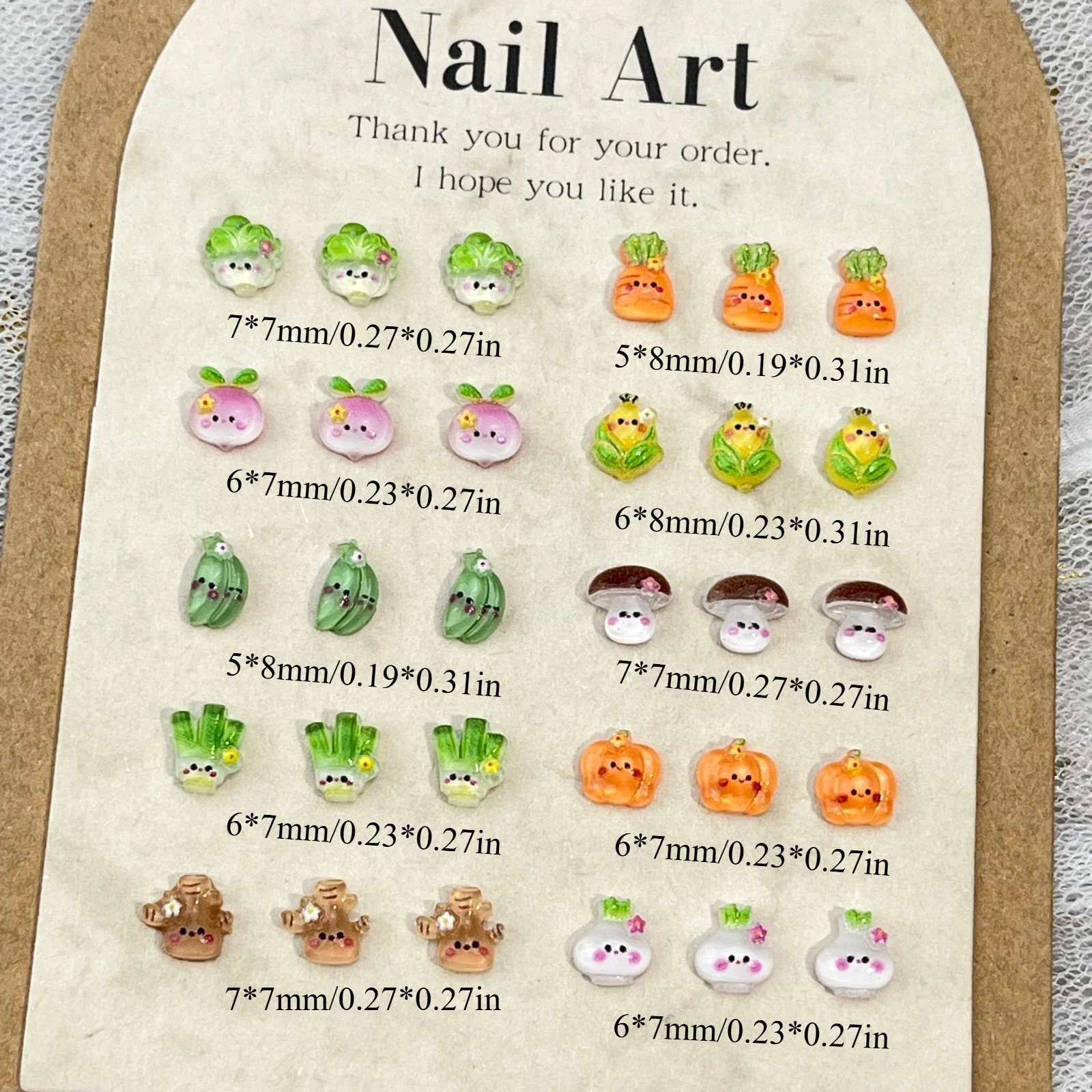 50/100Pcs, Cartoon Cute Vegetables, Radishes, Corn, DIY, Nail Accessories, Phone Case Accessories