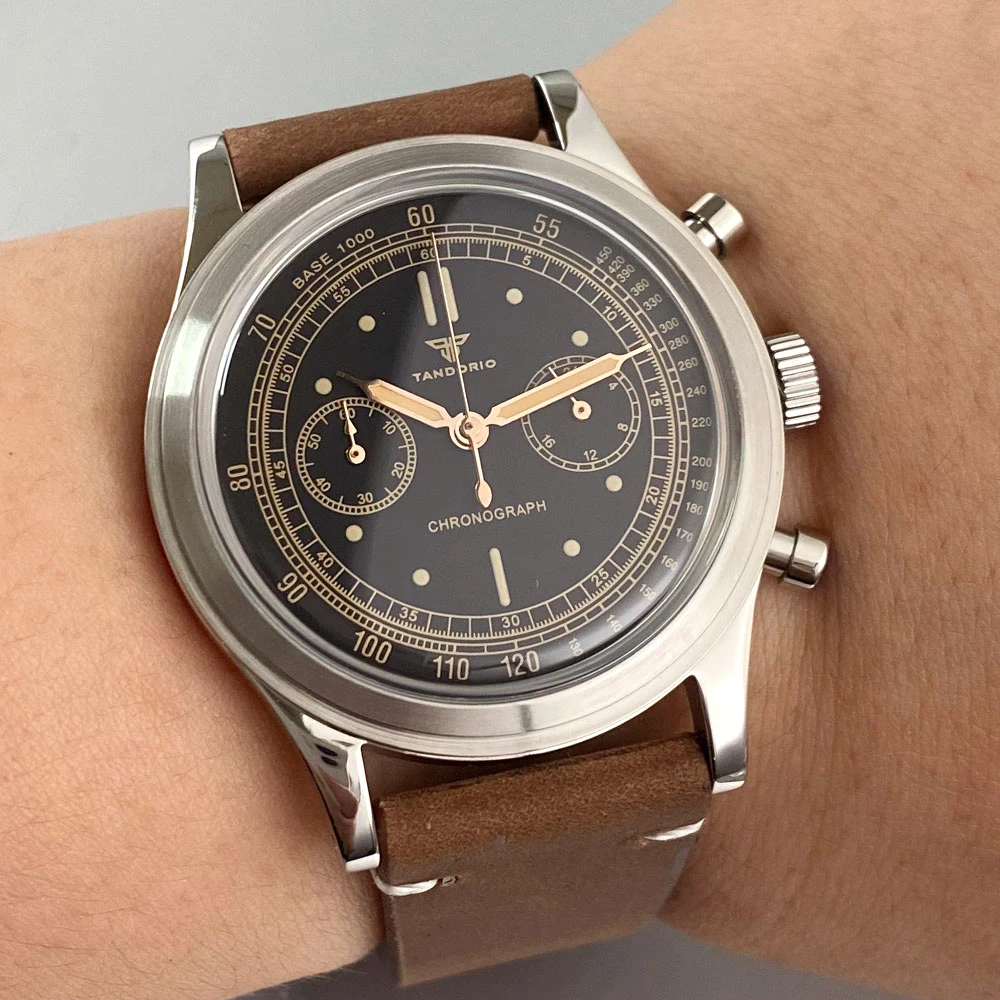

Мужские кварцевые часы Tandorio Chronograph 38 мм, MIYOTA OS20, из нержавеющей стали, с куполообразным стеклом, в стиле ретро, деловые, спортивные, мужские часы