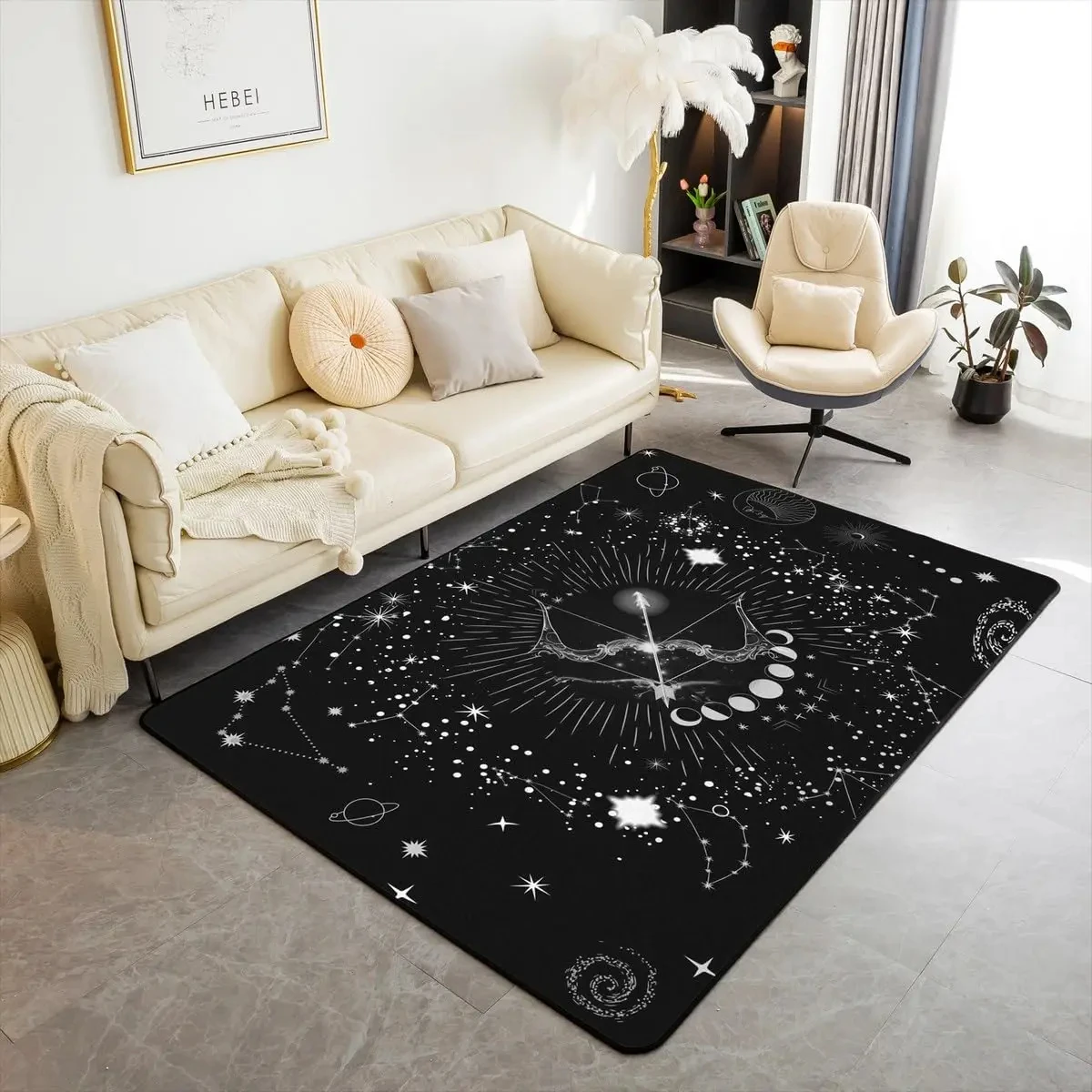 Constellation Rug for Bedroom Bathroom, Galaxy Doormat,Nebula Zodiac Astrology Carpet, Psychedelic Celestial Horoscope Floor Mat