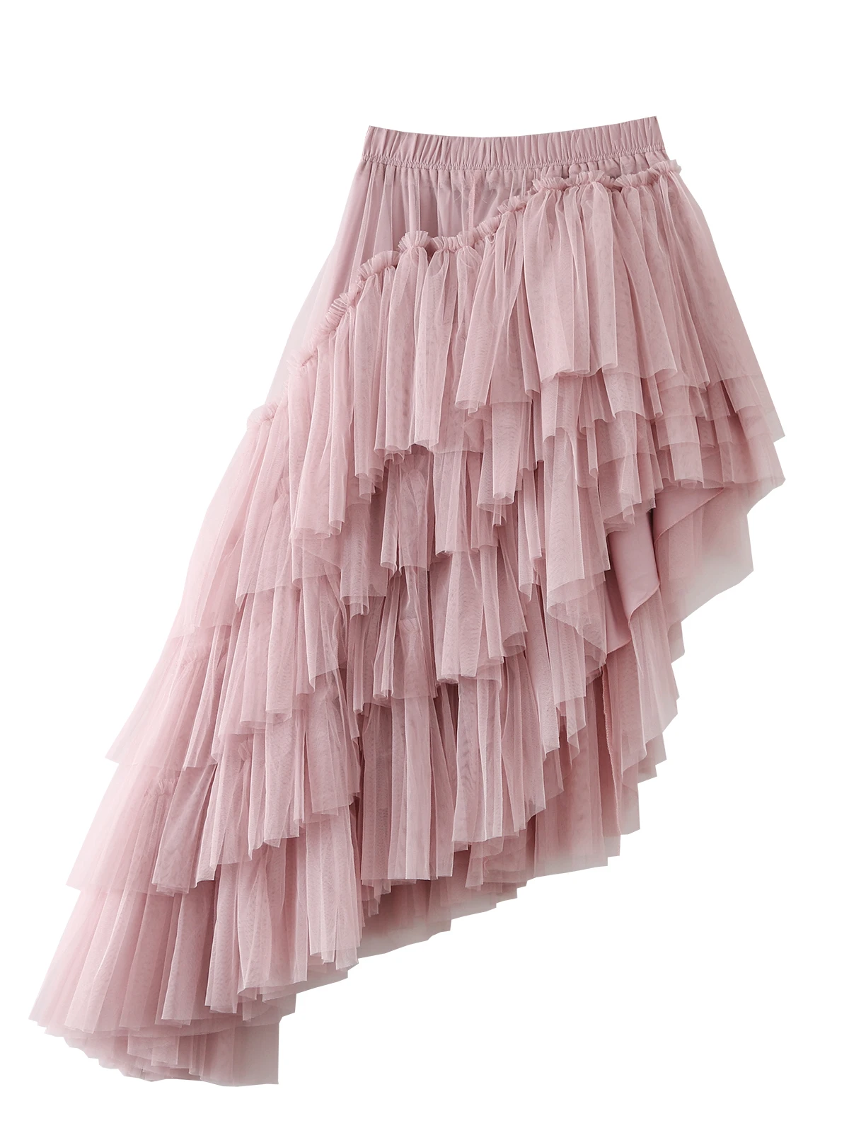 Elegant Sweet Front Short Rear Long Gauze Skirt Girl Fashion Irregular Solid Color  Personalized  Versatile Princess Cake Skirts