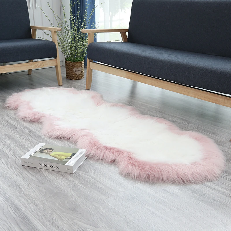 Soft Irregular Rugs for Bedroom Plush Floor Foot Mats Faux Fur Wool Carpets Living Room Lounge Fluffy Bedside Rug Sofa Cushion