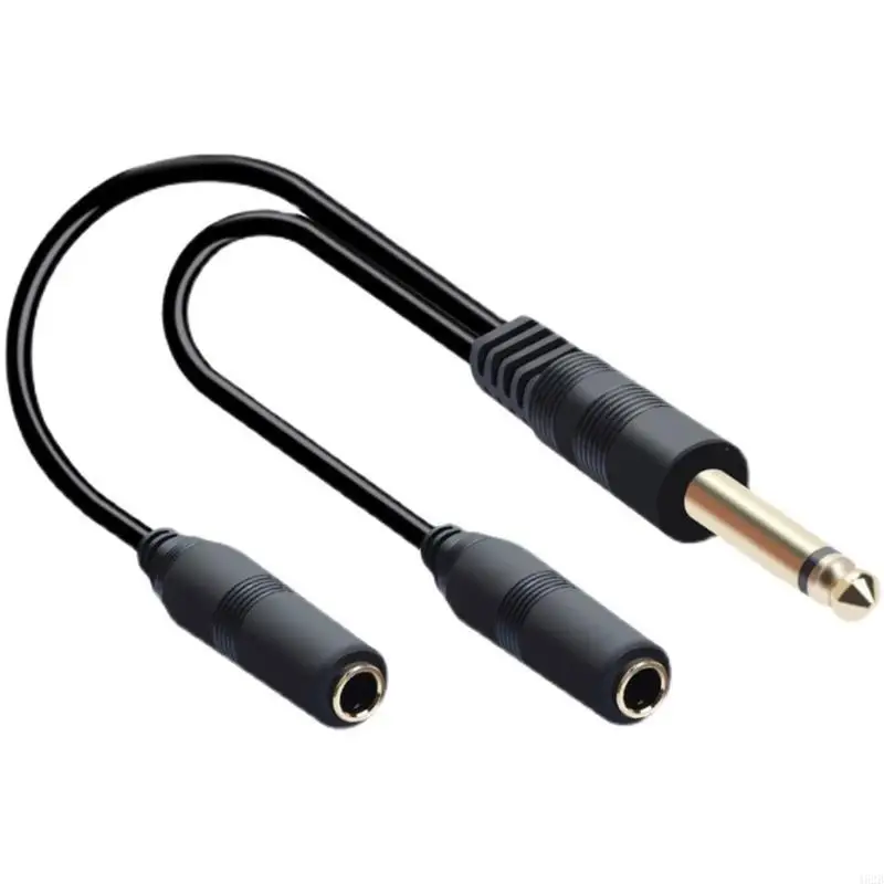 

462B 6.35mm Male Plug Stereo to 2 6.35mm Female Plug Connectors Speaker Cable Y Splitters Adapters Cable Headsets Adapters