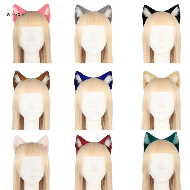 Wolf Kitten Cosplay Headwear Party Sexy Kitten Headbands Animal Ear Animation Hair Hoop for Live Show Role Play J78E