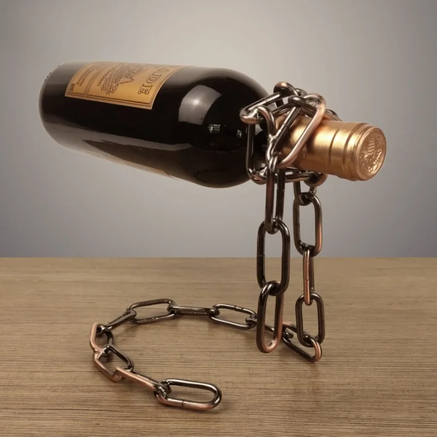 Magical Hanging Suspension Iron Chain Wine Racks Wine Bottle Holder Display Stands Kitchen Dining Room Cellar Bar Decoration