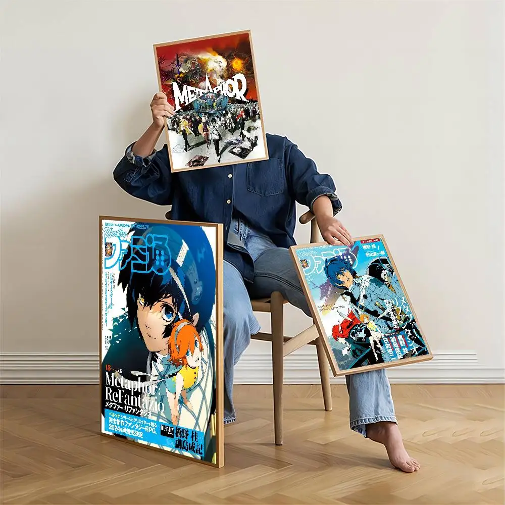 لعبة فيديو M-metaphor Refantazio ذاتية اللصق ملصق فني ديكور اللوحة جدار الفن ورق الكرافت الأبيض ديكور المنزل