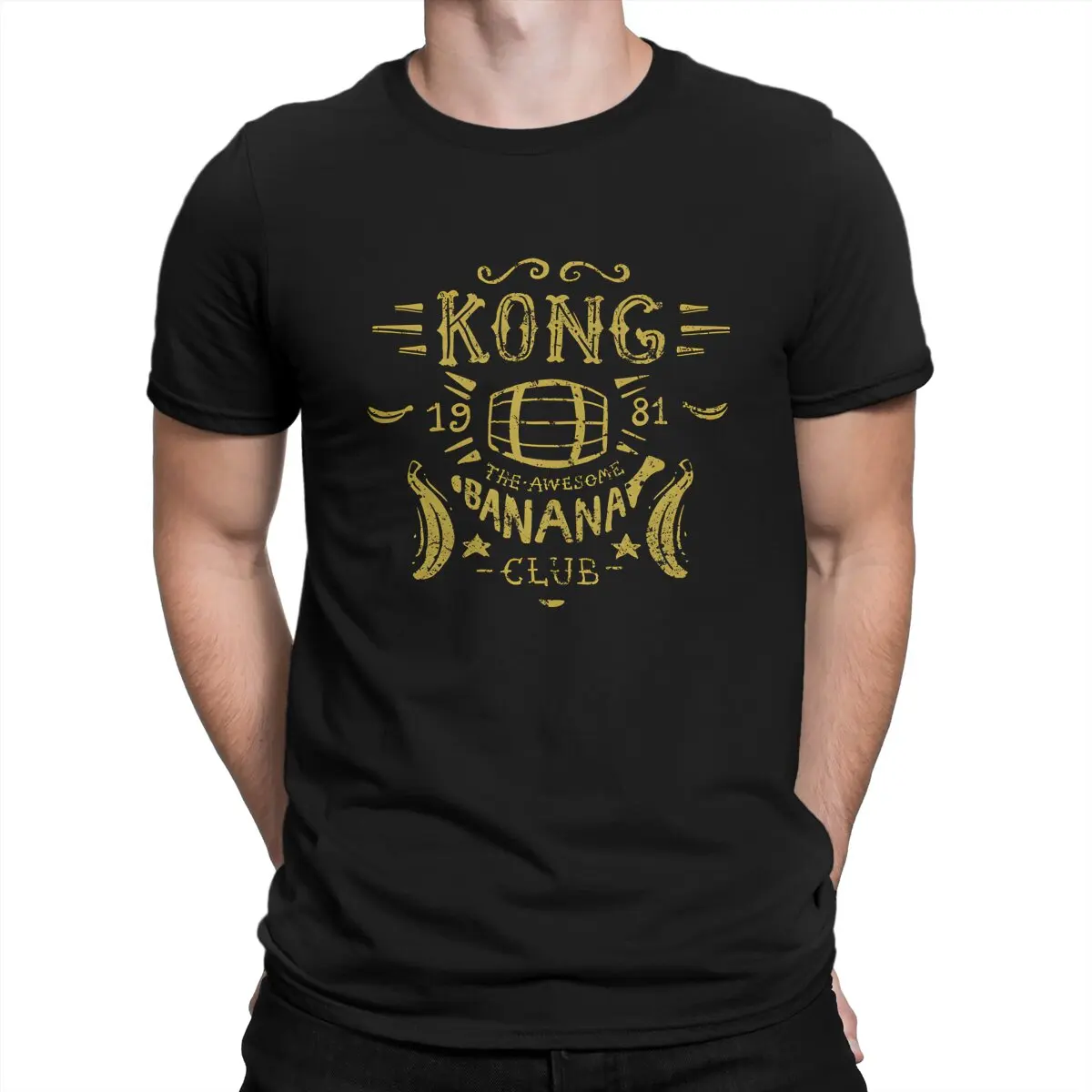 Awesome Kong Banana Club T-Shirts for Men O Neck Cotton T Shirt D-Donkey Kong Game Short Sleeve Tee Shirt Graphic Printed