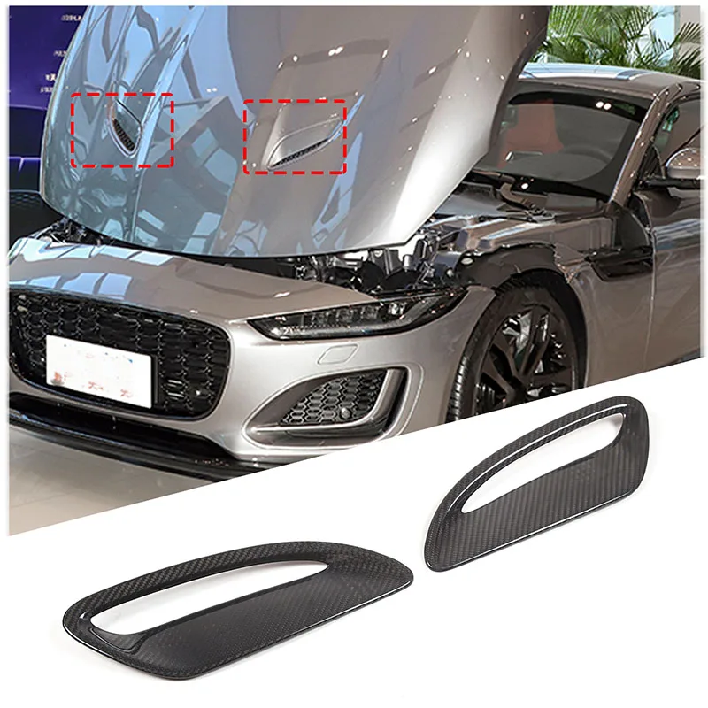 For Jaguar F-TYPE 2021+ Real carbon fiber car styling  hood air inlet decorative frame sticker car protection accessories 2Pcs