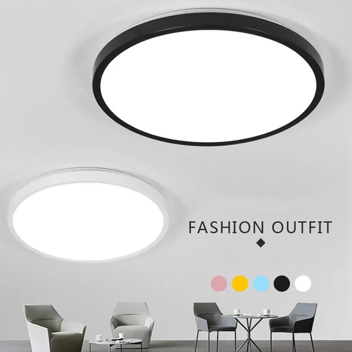 

220V Round Ceiling Light Led 3CCT Dimmable Candy Color Shell Indoor Decor Fixture For Bedroom Living Room Bath Lighting