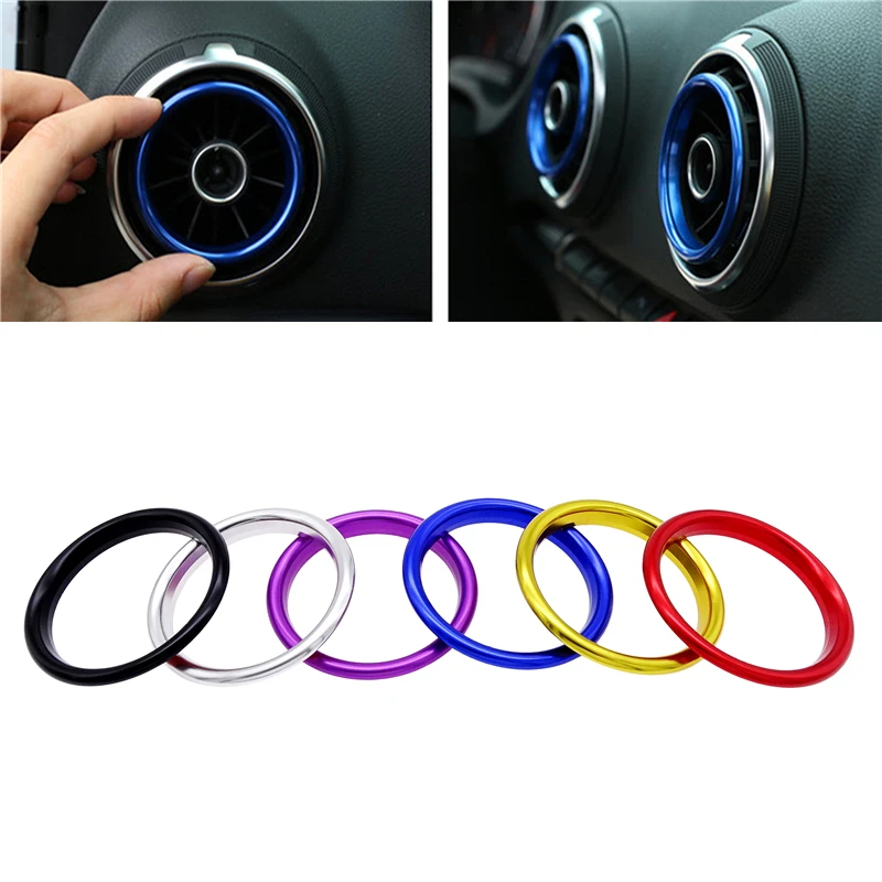 Car Instrument Desk Air Conditioner Vent Outlet Cover Aluminum Decorative Ring Black/Red/Gold/Blue/Silver For Audi A3 S3 Q2