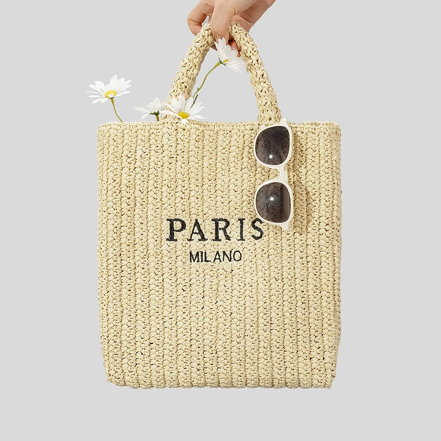 

Summer Woven Beach Bag Women Luxury Designer Bags Paper Rope Straw Bag Handbags Embroidery Letter Travel Shopper Tote Bags 2024