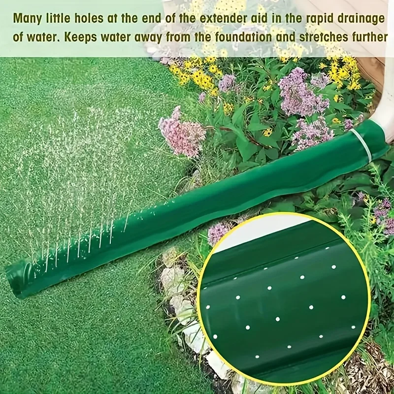 Flexible Rain Gutter Downspout Extension Automatic Telescopic Drain Pipe with Cover for Garden Lawn Watering Connector