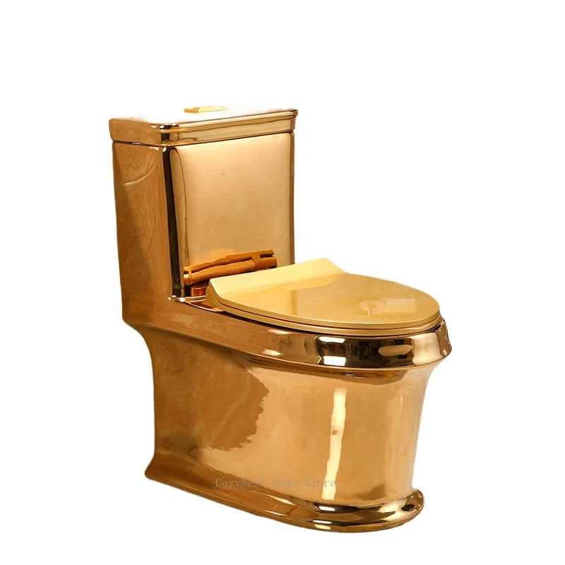 Stylish Gold Super Vortex Siphon Silent Flush Toilet Household Bathroom Creative Design Ceramic Toilet Bowl Seat