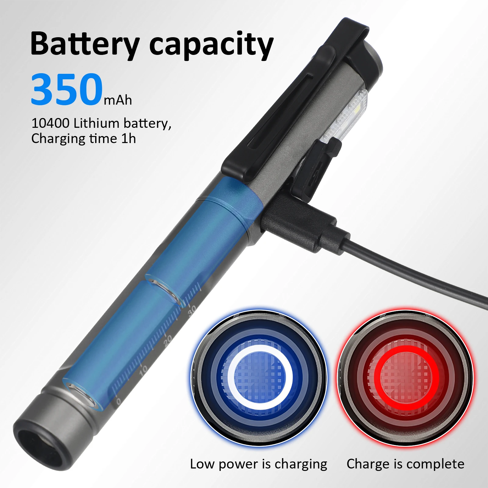 

Multifunctional Rechargeable Pen Light 3 Colors Medical Exam Flashlight Small Essentials Portable Aluminum H held