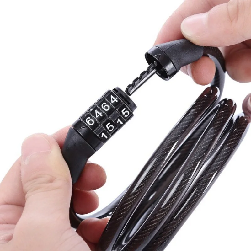 Candado antirrobo para bicicleta, combinación de código de 4 dígitos, Cable de acero inoxidable, equipo de bloqueo de seguridad para bicicleta,