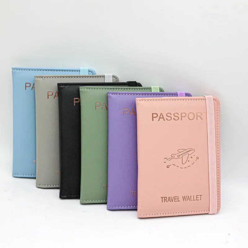 Funda para pasaporte de cuero PU, tarjetero, estuche para pasaporte, artículos esenciales de viaje para mujeres, hombres, vacaciones familiares