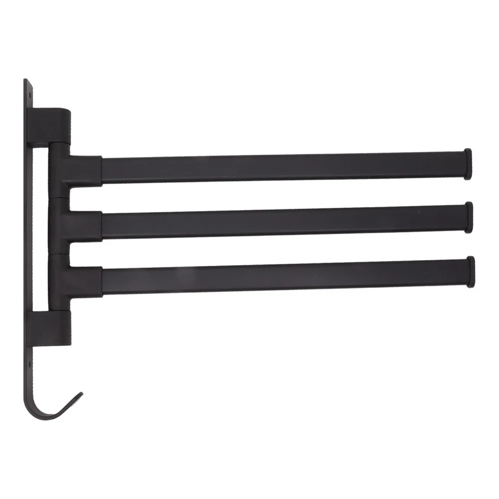 

Aluminum Swivel Towel Bar Black Rustproof Swivel Towel Rack Wall Mounted Thicken Design Swing Arm Towel Rack