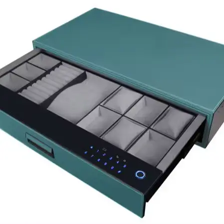 

Metal Storage Drawers Alloy Aluminum Leather Fingerprint Password Lock Safe Box Cabinet for Home Jewelry