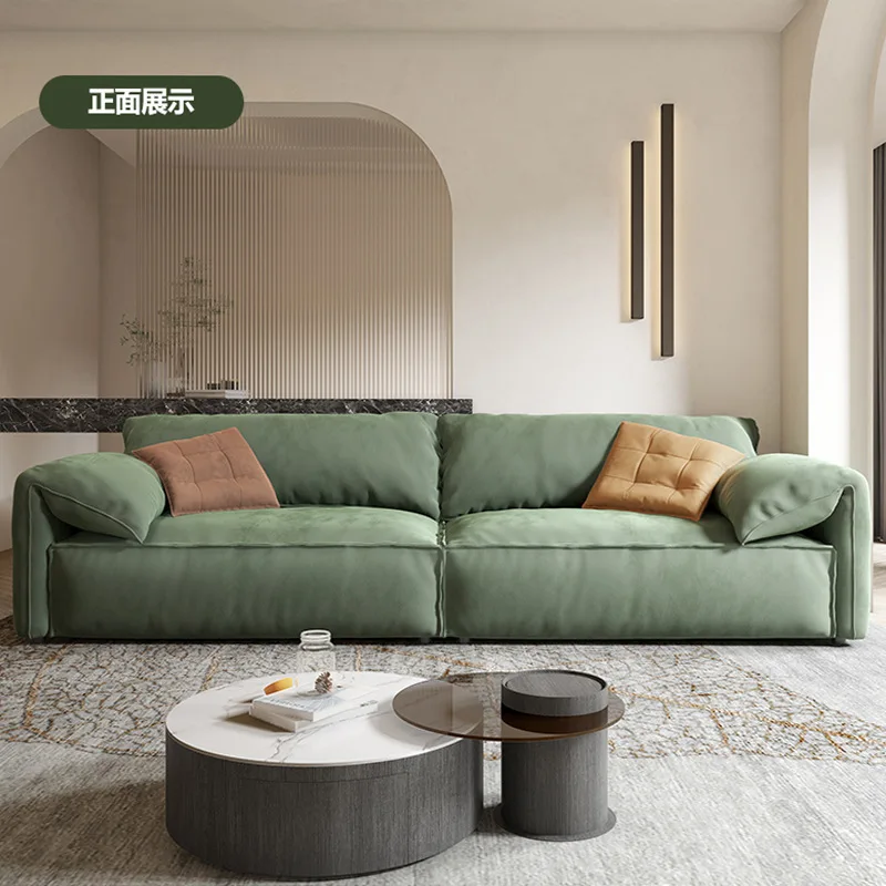 Yjq sofa living room Italian minimalist matte cloth straight row lazy fabric sofa
