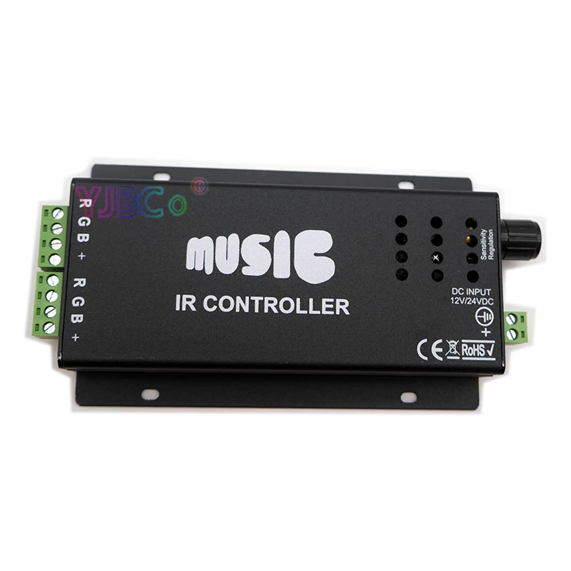 Tira de luces LED RGB con control remoto inalámbrico, 2,4G, música, cc 12V 24V, lámpara sensible al sonido, interruptor de atenuación con 24 teclas