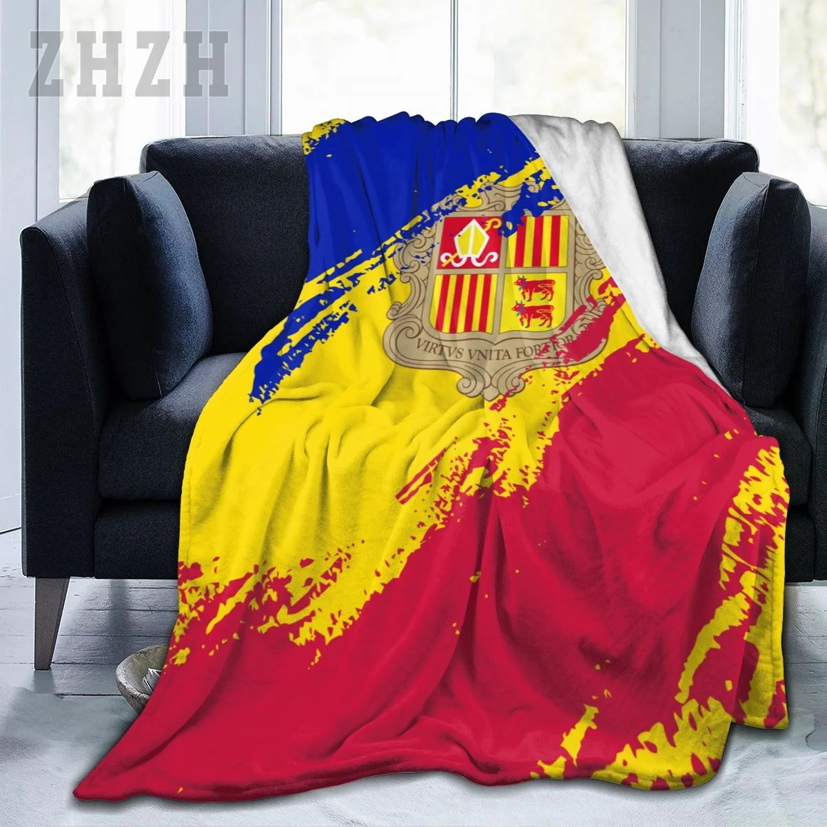 Blanket Andorra Flag Color Flannel Multifunction Camping Sofa Cover Keep Warm
