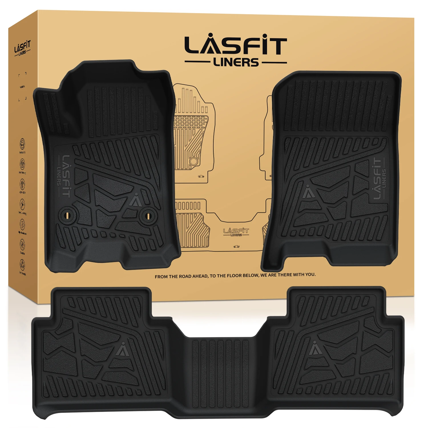 

Коврики LASFIT для Chevrolet Colorado/GMC Canyon Crew Cab 2023 2024 2025 2026 (подходит для коврового покрытия), напольные вкладыши TPE, 1-й и 2-й ряд