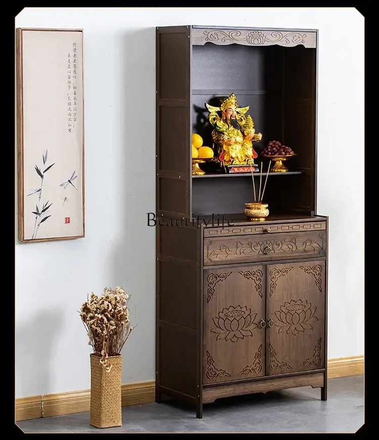 

Buddha Shrine Solid Wood God of Wealth Clothes Closet Worship Altar Middle Hall Incense Burner Table Cabinet