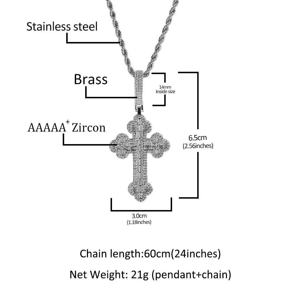 UWIN Iced Out Cloud Cross Pendant Necklaces Cubic Zirconia Silver Color Jesus Cross Charms Fashion Jewelry for Gift