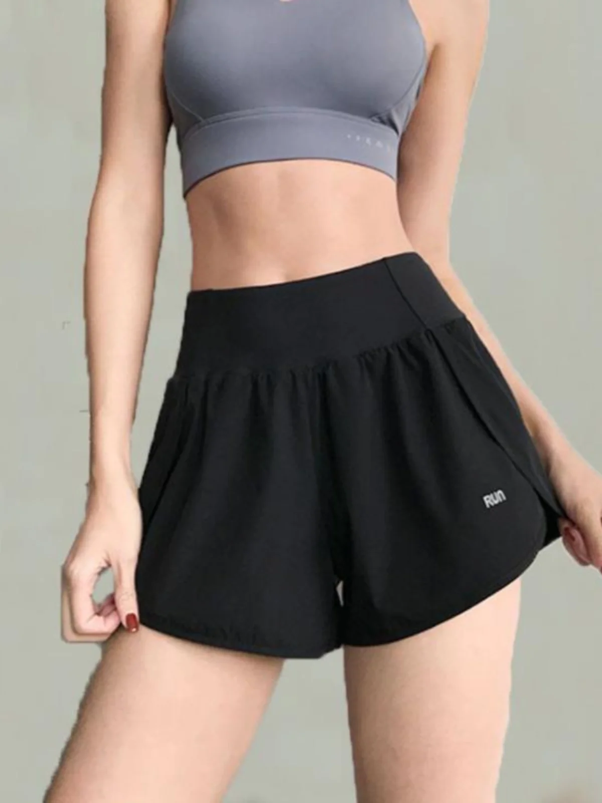 루즈한 스포츠 스타일 페이크 투피스 캐주얼 스트레이트 레그 허리 오버사이즈 팬츠 심플 디자인 출퇴근 슬레 원단 혼방