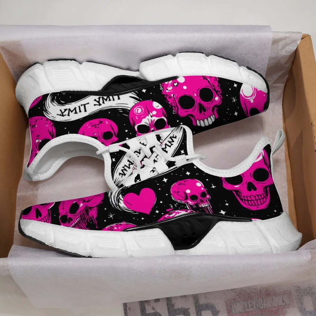 Fashion Skull Running Shoes for Men Women Edgy Elegance Sneakers Gothic Light Weight Mesh EVA Walking Tennis Sports Shoes