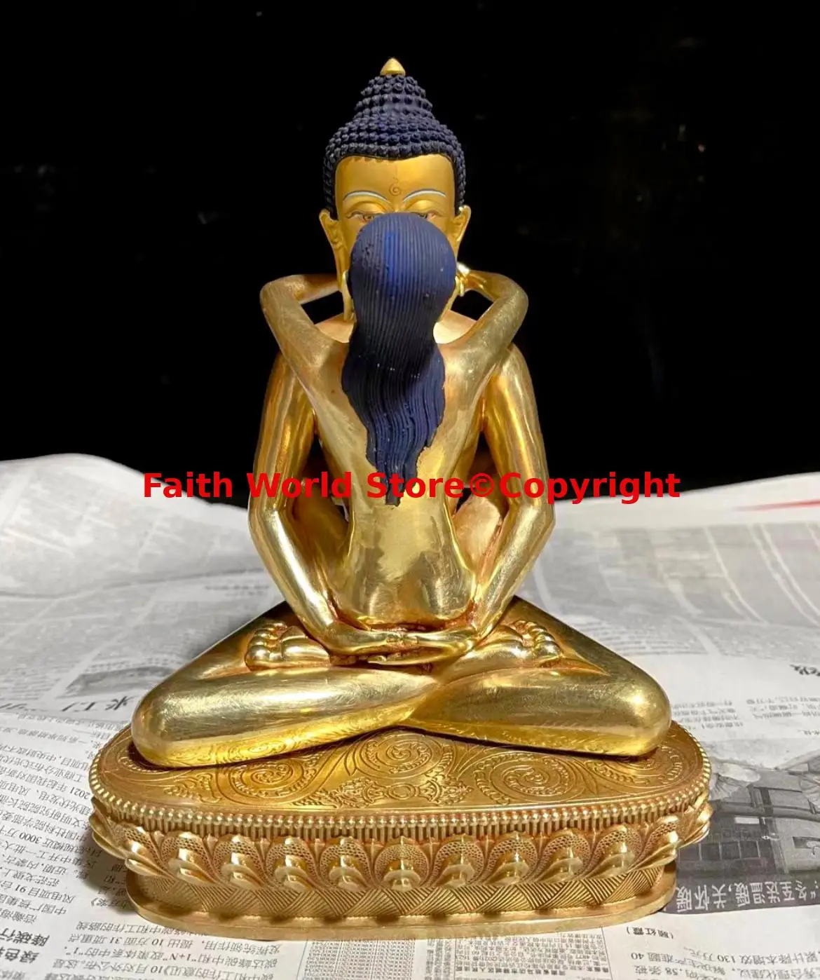 2024 Boutique handmade Buddha statue Samantabhadra Primordial Buddha Yab-Yum figure of the Buddha copper gilding 8 inch Buddhism