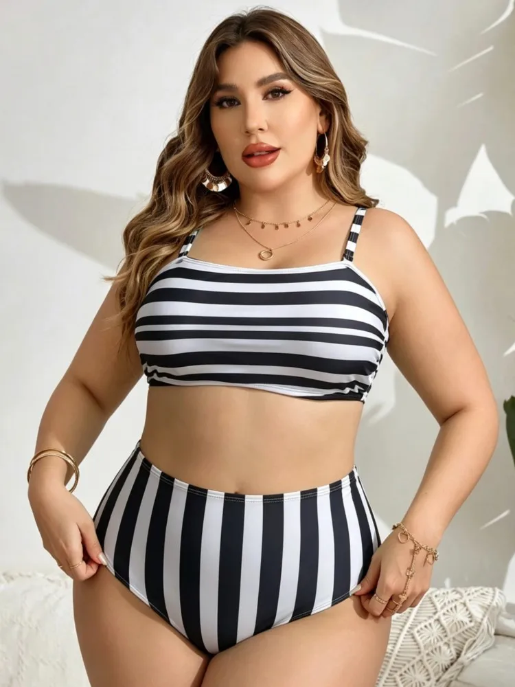 L-4XL Plus Size High Waist Bikini Women's Push Up Large Size 3XL 4XL Swimsuit Summer Mujer Tummy Control Swimwear Bikini Sets view 3