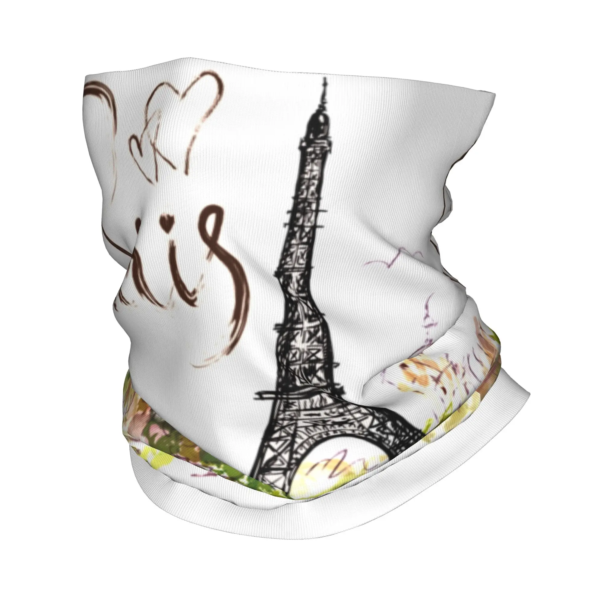 Custom Paris Eiffel Tower Drawing Bandana Neck Gaiter for Ski Running Women Men Wrap Scarf Romantic French Headband Warmer