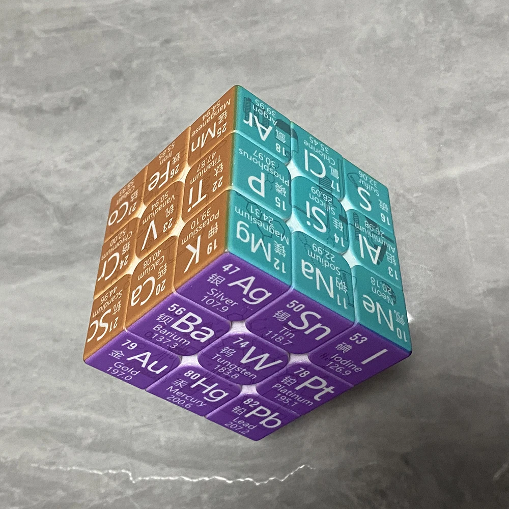 Kid 3x3x3 Magic Cube Periodic Table of Chemical Elements Cube 3x3 Speed Puzzle Toy for Children Learning Stickerless Magico Cubo